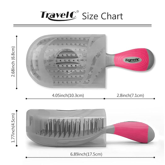 NuWay 4HAIR® U.S. Patented Detangler Hair Brush for Men & Women - Pink & Gray | Hair Comb for Scalp Care - Fast Dry Venting Scheme - TravelC Detangling Brush for All Hair Type