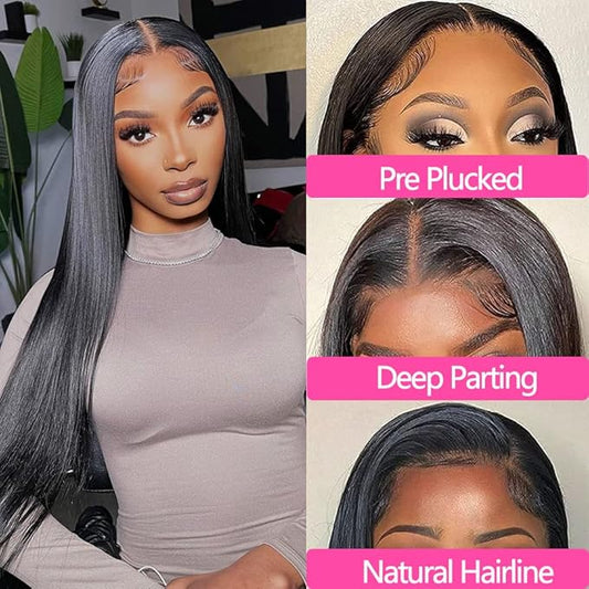 13x4 HD Lace Frontal Closure 12 Inch Straight Lace Frontal Human Hair 100% Unprocessed Brazilian Virgin Hair Ear to Ear Swiss HD Transparent Lace Closure Only Pre Plucked 1B Black