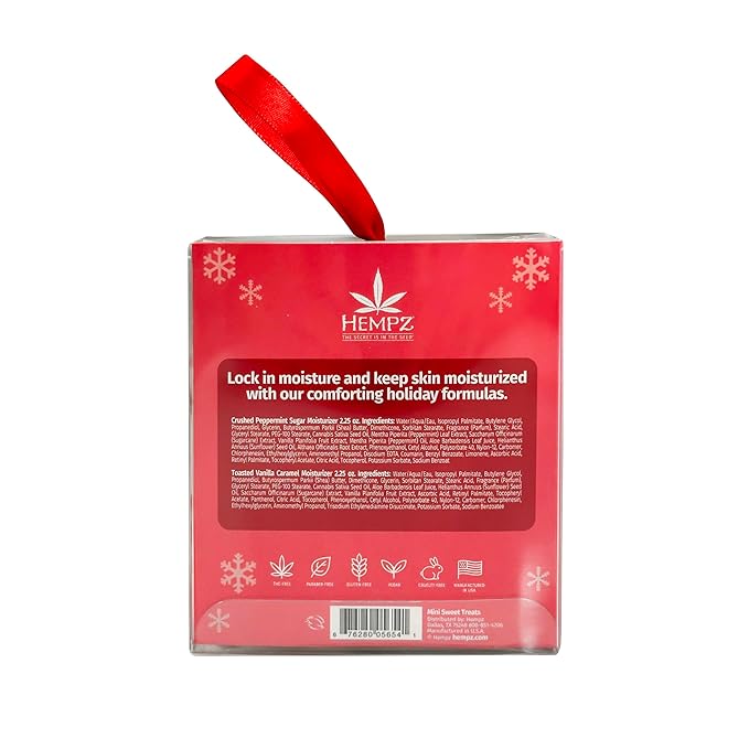 Hempz Mini Sweet Treats, Holiday Lotion Gift Set, Vanilla Caramel and Crushed Peppermint Mini Body Lotion, 2.25 oz