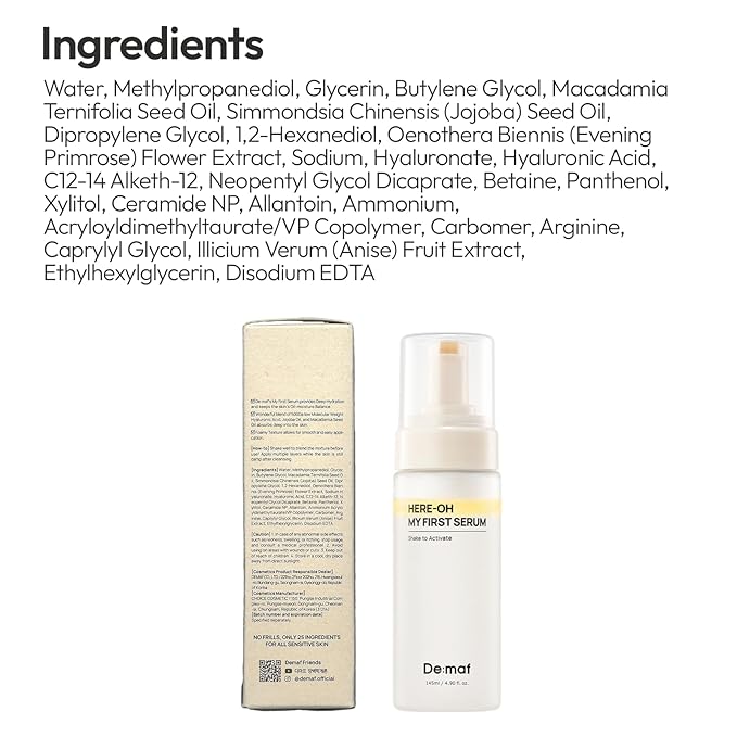 Here-Oh My First Hydrating Face Formula with Hyaluronic Acid | Bubble Texture for Barrier Support & Glow | Korean Care for Dry & Sensitive Types (1.69 fl oz)