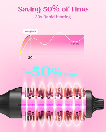 Wavytalk Blowout Boost Thermal Brush, 1.5 inch Heated Round Brush Curling Iron for Blowout Look, Dual Voltage, Ceramic Tourmaline, Ionic Technology, 5 Temperature Settings