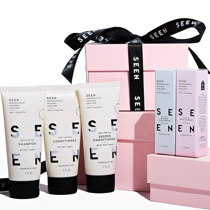 SEEN Discovery Kit - Fragrance Free - Non-Comedogenic & Sulfate-Free Hair Set- Dermatologist-Developed - Safe for Sensitive, Eczema & Acne Prone Skin