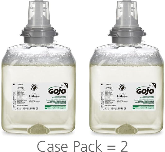 GOJO Green Certified Foam Hand Cleaner, Fragrance Free, EcoLogo Certified, 1200 mL Hand Soap Refill TFX Touch-Free Dispenser (Pack of 2) – 5665-02