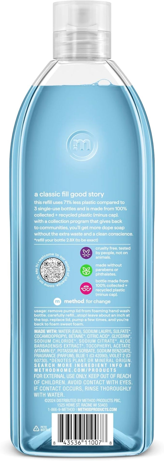 Method Foaming Hand Soap Refill, Sea Minerals, Recyclable Bottle, Biodegradable Formula, 28 oz, (Pack of 1) (Packaging May Vary)