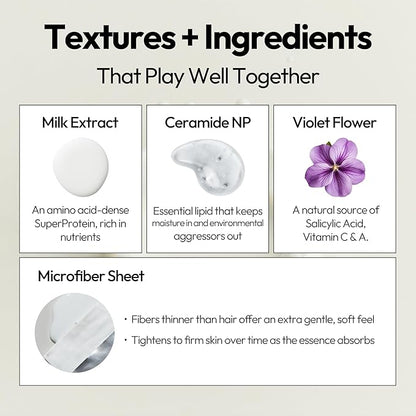LAPCOS Milk Sheet Mask, Moisturizing Daily Face Mask to Replenish and Restore Dry Skin, Korean Beauty Favorite, 5-Pack