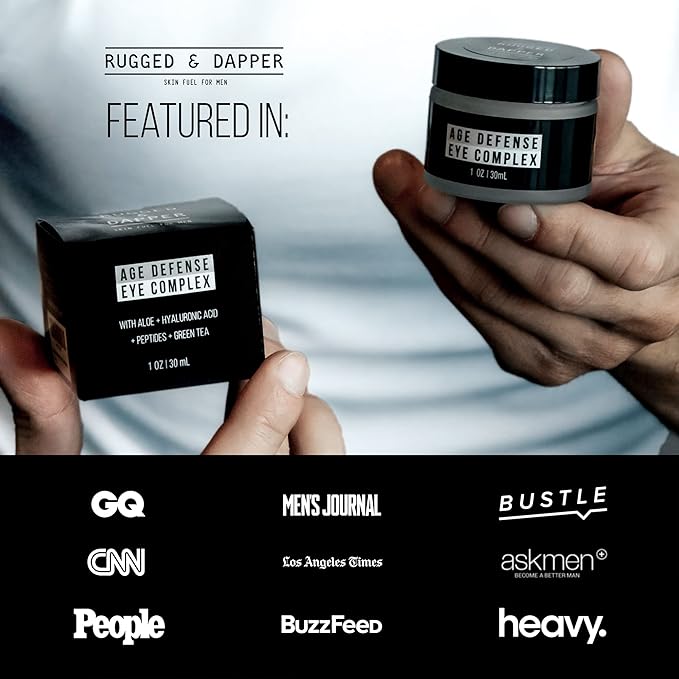 RUGGED & DAPPER Premium Men's Eye Cream | Age Defense for Dark Circles, Wrinkles & Puffy Eyes | Unscented | Hyaluronic Acid, Aloe + Argan Oil