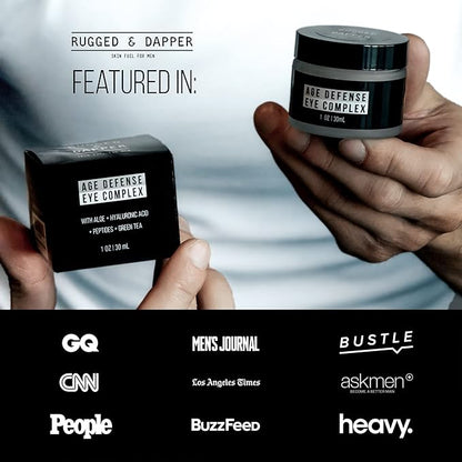 RUGGED & DAPPER Premium Men's Eye Cream | Age Defense for Dark Circles, Wrinkles & Puffy Eyes | Unscented | Hyaluronic Acid, Aloe + Argan Oil