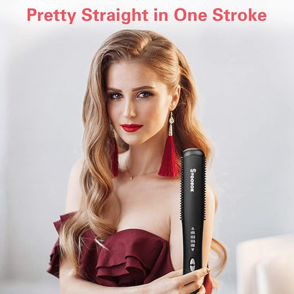 Ceramic Hair Straightener for Black Hair - Anti-Scald Design with 6 Temp Settings & Auto Shut Off, Salon-Quality Heat Protectant Styling Tool (Black)