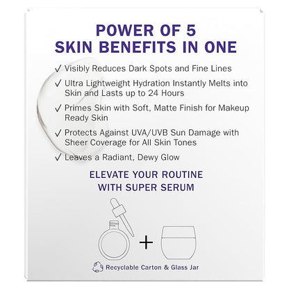 Olay Super Cream with Sunscreen SPF 30, 1.7 oz, Ultra Lightweight Face Moisturizer - Vitamin C & E, Hyaluronic Acid, Niacinamide, Collagen Peptide - Hydrate, Smooth, Brighten, Firm, and Protect