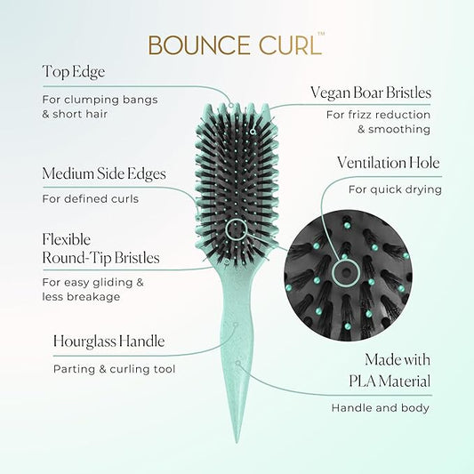 Bounce Curl Define EdgeLift Brush, 5-in-1 Tool for Effortlessly Defined Curls, Waves & Coils, Reduces Frizz - Pink