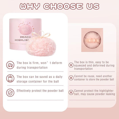 Highlighter Makeup Powder Plush Peach Ball Puff Glitter