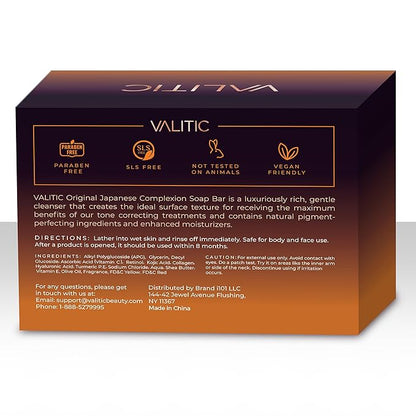 Valitic Kojic Acid Dark Spot Remover Soap Bar with Vitamin C, Retinol, Collagen, Turmeric - Original Japanese Complex - Hyaluronic Acid, Vitamin E, Shea Butter, Castile Oil ( 4 Pack ) With Soap Holder