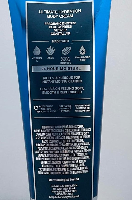 Bath & Body Works Ocean 2 Pack Men's Collection Ultimate Hydration Ultra Shea Body Cream 8 Oz (Ocean)