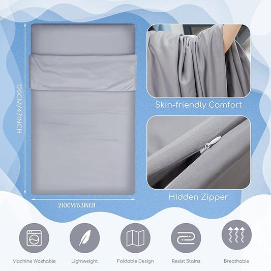 Irenare 2 Pcs Self Tanning Sleep Sack Self Tanning Sheets Protector Self Tan Sleep Bag Protect Sheets from Self Tanner Travel Camping Sheet Sleep Bag for Outdoor Travel Hotels(Pink, Grey)