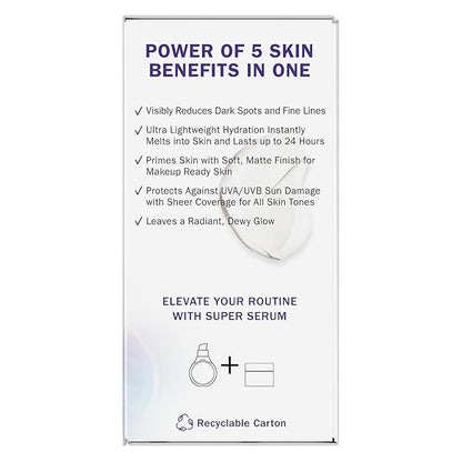 Olay Super Cream with Sunscreen SPF 30, 15 mL, Trial Size Ultra Lightweight Face Moisturizer - Vitamin C, Hyaluronic Acid, Niacinamide, Collagen Peptide - Hydrate, Smooth, Brighten, Firm, and Protect