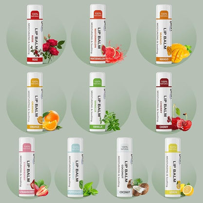 40 Pack Lip Balm Bulk, Fruit Lip Balm Variety Pack, Natural Moisturizing Balms for Dry Cracked Lips, Hydrating for Men Women Kids - 10 Flavors