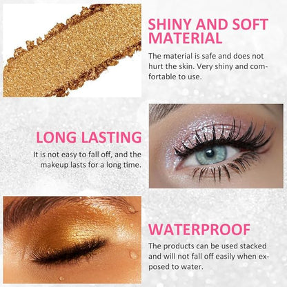4 Colors Highlight Silver Gold Eyeshadow Palette, SHANY