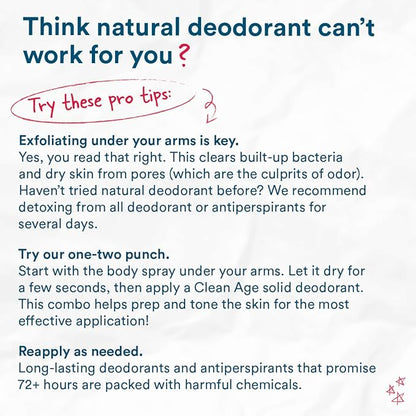 Aluminum Free Deodorant & Body Spray for Whole Body - Oasis 4oz (2 Pack) Clean Deodorant and Body Spray for Teen Boys and Girls - With AHA For Body Acne - Body Spray for Teens Formula