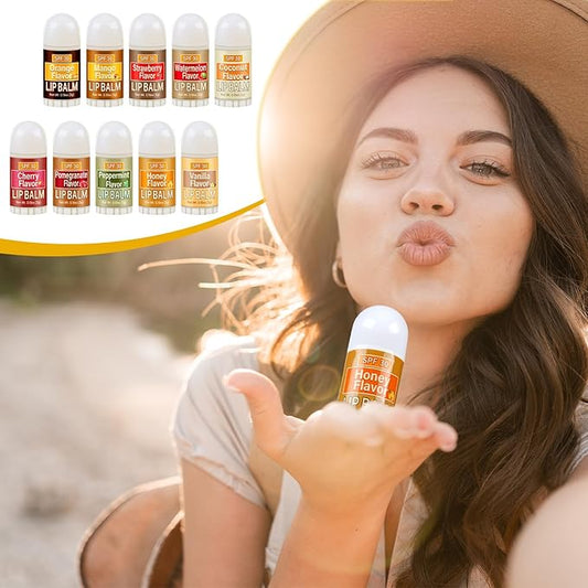 10 Pcs Mini Sunscreen Lip Balms Bulk Spf 30 Lip Balms Sticks with Sunscreen Teacher Nurse Volunteer Employee Appreciation Gifts Bulk Staff Team End of Year Coworkers Gifts for Women Men