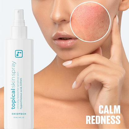 BRIOTECH Topical Skin Spray, Hypochlorous Acid Spray for Body & Face, Eyelid Cleanser, HOCl Facial Mist, Support Against Irritation, Calm Redness, Soothe Foot & Scalp, 128 fl oz (2Pack)