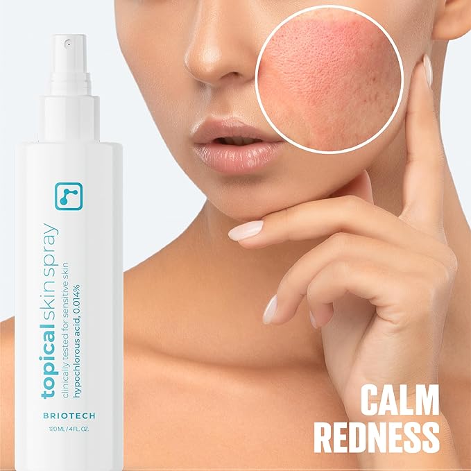 BRIOTECH Topical Skin Spray, Hypochlorous Acid for Body & Face, Eyelid Cleanser, HOCl Facial Mist, Support Against Irritation, Calm Redness, Soothe Foot & Scalp, 1 Liter Refill, 1 ct