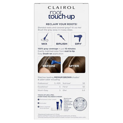 Clairol Root Touch-Up by Nice'n Easy Permanent Hair Dye, 5 Medium Brown Hair Color, Pack of 2