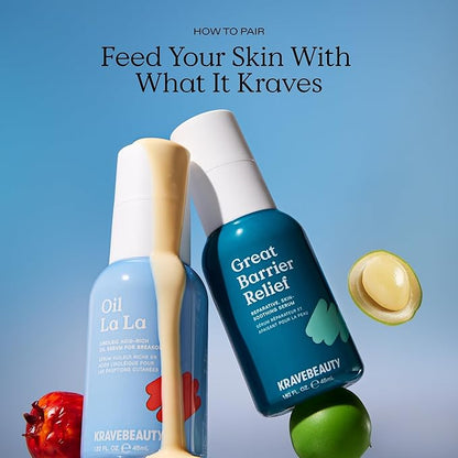 KraveBeauty Great Barrier Relief Duo, Soothing Skin Barrier Repair Serum, Contains Tamanu Oil to Soothe and Calm Redness, For All Skin Types, Vegan & Cruelty Free, 1.52 fl oz x2