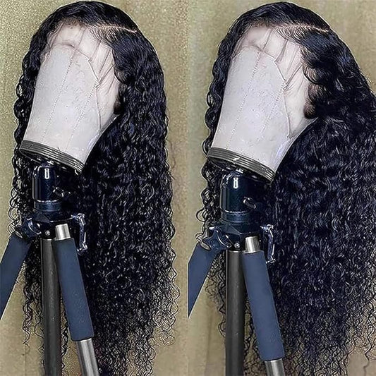 CHEETAHBEAUTY Deep Wave Wigs 13X6 HD Transparent Lace Front Wigs Human Hair Brazilian Virgin Human Hair Wigs for Black Women Pre Plucked with Baby Hair Natural Color 250% Density(36inch)