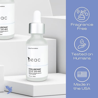 Hyaluronic Acid 2% + B5 Serum 60ml/2oz – USA Made - All Skin Types - Hyaluronic Acid Serum for Face – Hydrating, Plumping & Lightweight – Fragrance Free Skincare – Moisturizing Face Serum for Women