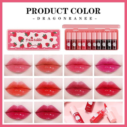 10 Colors Lip Tint Stain Set, Korean Moisturizing Moisturizing