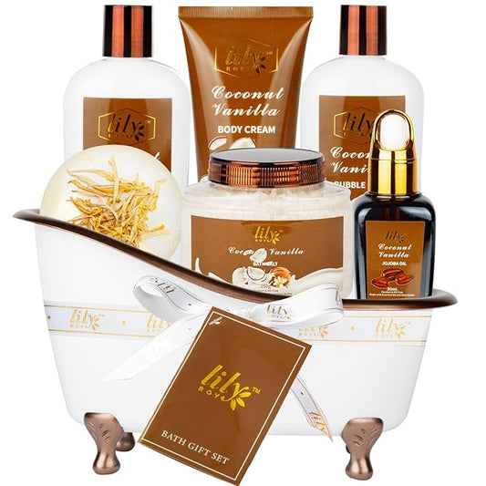 Fathers Day Gifts for Dad Men - 7-Piece Nourishing Bath & Body Gift Set for Women, Bath Gift Set with Bath Bomb | Perfect Christmas, Birthday Gifts Luxury Self Care Kit, Gift for Her Him All Occasions
