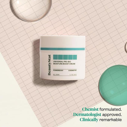 BeautyStat Probiotic 24HR Moisture Boost Cream - Made in the USA - Daily Moisturizer Face Cream with Probiotics, Ceramides, Hyaluronic Acid for Natural Anti Aging, Fine Lines, Wrinkles (1.7oz / 50ml)