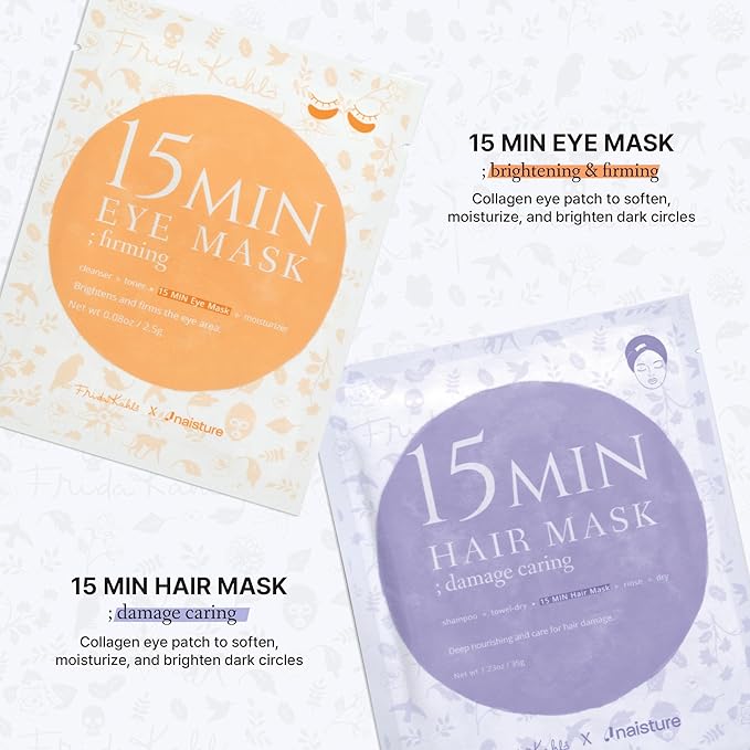 Frida Kahlo 15 Min Pamper Me Kit by Naisture – Korean Spa Kit for Women with Hair, Hand, Foot, Eye, and Face Masks