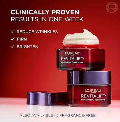 L'Oreal Paris Revitalift Triple Power Anti-Aging Face Moisturizer, Pro Retinol, Hyaluronic Acid & Vitamin C, Reduce Wrinkles 2.55 Oz