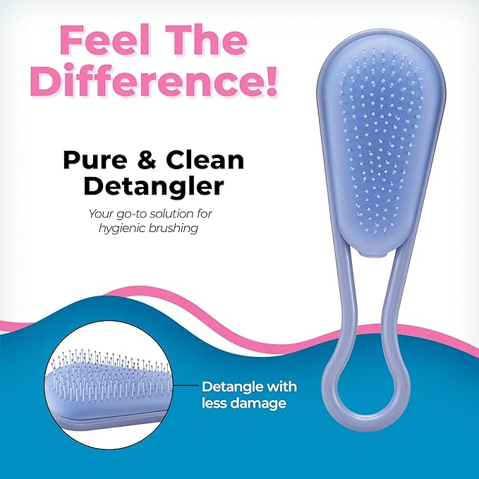 Wet Brush Pure and Clean Detangling Brush, Blue - All Hair Types - Ultra-Soft IntelliFlex Detangler Bristles Glide Through Tangles with Ease - Pain-Free Comb for Men, Women, Boys and Girls