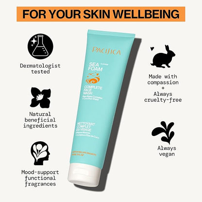 Pacifica Face Wash Set - Preppy Skincare Gift Set Value Kit for Holidays | Brightens, Tones and Deep Cleans |Glow Baby, Kale Detox and Sea Foam | 3 Pack