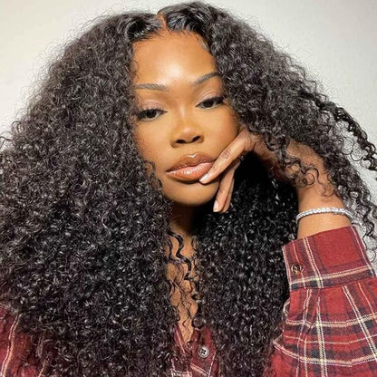 Beauty Forever Kinky Curly U Part Human Hair Wig 4x1 inch Small Leave Out,Curly Upgrade U Part Wig Human Hair Wigs for Women Glueless Clip In Wig 150% Density Natural Color 16 Inch