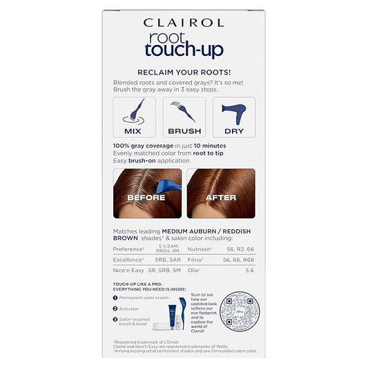 Clairol Root Touch-Up by Nice'n Easy Permanent Hair Dye, 5R Medium Auburn/Reddish Brown Hair Color, Pack of 1