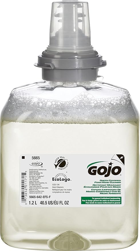 GOJO Green Certified Foam Hand Cleaner, Fragrance Free, EcoLogo Certified, 1200 mL Hand Soap Refill TFX Touch-Free Dispenser (Pack of 2) – 5665-02