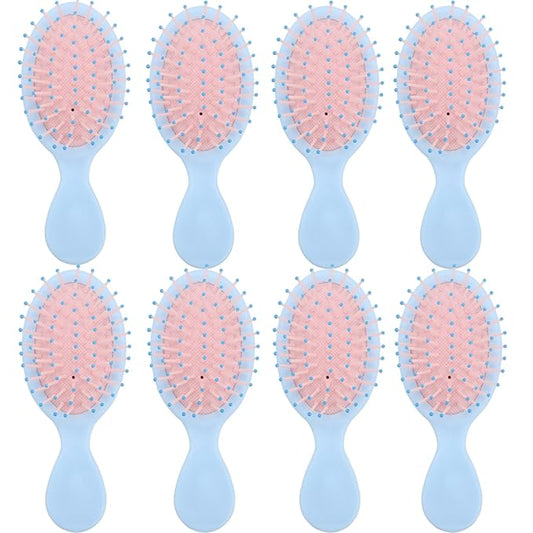 Cute Mini Travel Hair Brushes 8 Pieces, Bridesmaid Proposal Gifts, Blue&pink, for Wedding Party Favors