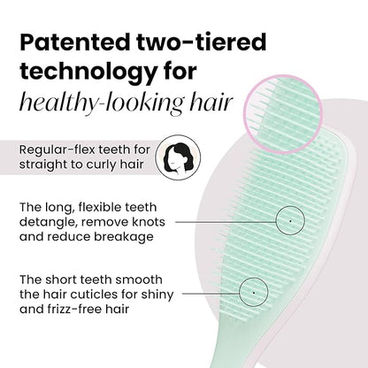 Tangle Teezer Ultimate Detangler Brush for Wet & Dry Hair, Eliminates Knots & Reduces Breakage for All Hair Types, Baby Pink & Mint
