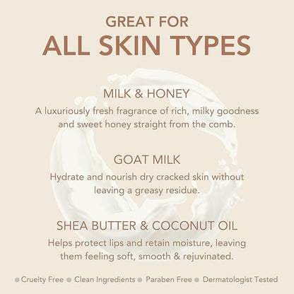 Dionis Goat Milk Skincare Milk & Honey Holiday Lip Balm Gift Set - Beeswax, Shea Butter & Coconut Oil Lip Care Products Made in The USA - Cruelty Free Lip Moisturizer for Chapped Lips, 0.28oz 3 Pack