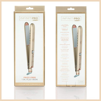 INFINITIPRO BY CONAIR Frizz Free Titanium Ceramic Flat Iron, 1-inch