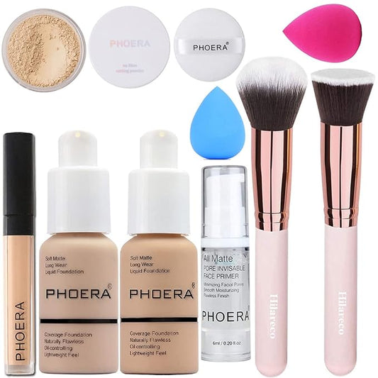 PHOERA Foundation,Full Coverage Foundation,PHOERA Primer,PHOERA Powder,PHOERA Concealer PHOERA Warm peach)