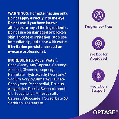 Optase LIFE Sensitive Eye Daily Renewal Cream, 15ml - Fast-acting, Preservative-free Hydrating Eye Cream for Dry, Sensitive Skin - Lightweight, Non-Sticky - With Ionized Water - Eye Doctor Approved