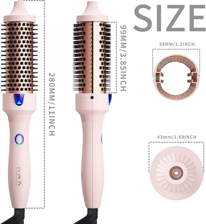 K&K 1.25 Inch Heated Curling Brush with Ceramic Tourmaline Ionic Technology - Volumizing Hot Brush for Root Volume & Loose Curls