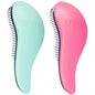 Crave Naturals Glide Thru Detangler Brush Pack of 2 - Curly Hair Brush for Women and Kids - Wet and Dry Comb for Adults - Soft Flexible Bristles for Gentle Use - Turquoise and Pink