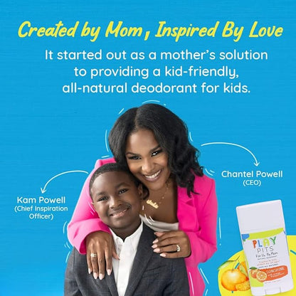 PLAY PITS - Natural Kids Whole Body Deodorant - Safe for Girls and Boys w/Sensitive Skin of All Ages - Clean, Non-Toxic, & Paraben Free - HAPPY Scent - Infused w/Lavender Essential Oils – 2.65Oz