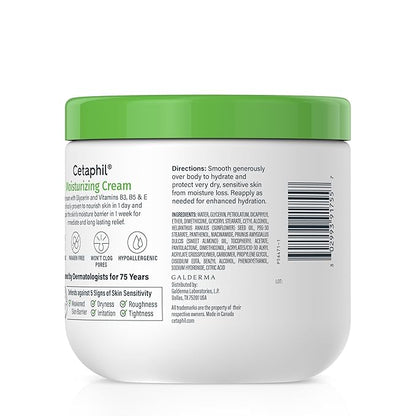 Cetaphil Face & Body Moisturizer, Hydrating Moisturizing Cream for Dry to Very Dry, Sensitive Skin, NEW 16 oz, Fragrance Free, Non-Comedogenic, Non-Greasy