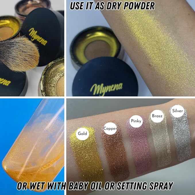 Mynena White Silver Makeup Highlighter Loose Powder Shimmer Paraben-Free Cruelty-Free